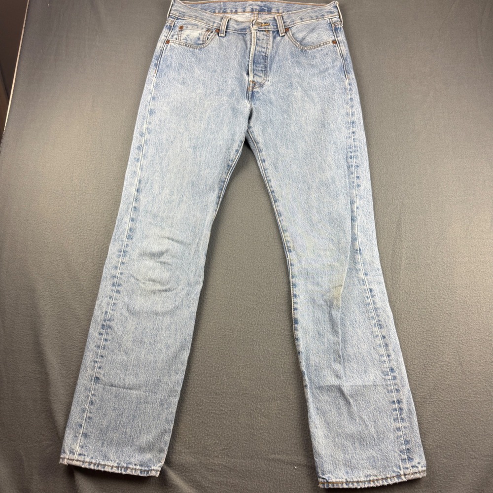 Levis 501 Jeans Mens 30x32 (Fits 32x32) Blue Button Fly Regular Fit Straight Leg